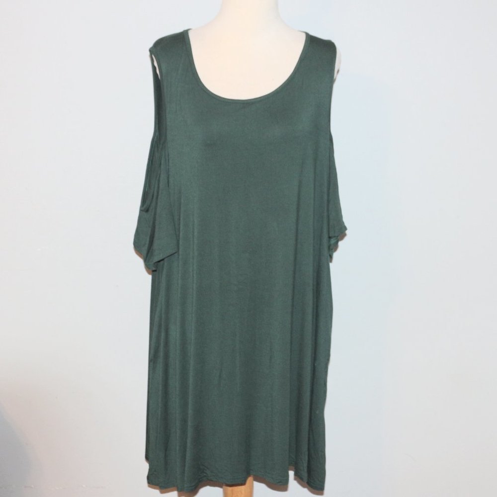 Kancystore XL Cold Open Shoulder Dark Green Dress